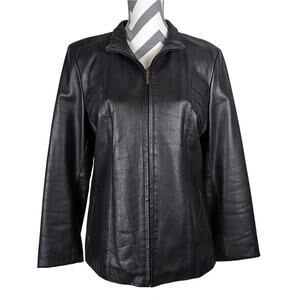 Kenneth Cole Reaction 100% Leather Jacket Black Size Large